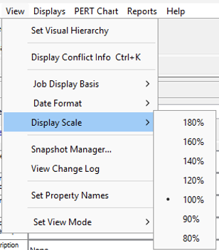 A screenshot of display scale options on Aurora. 